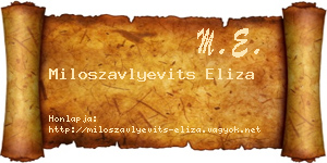 Miloszavlyevits Eliza névjegykártya